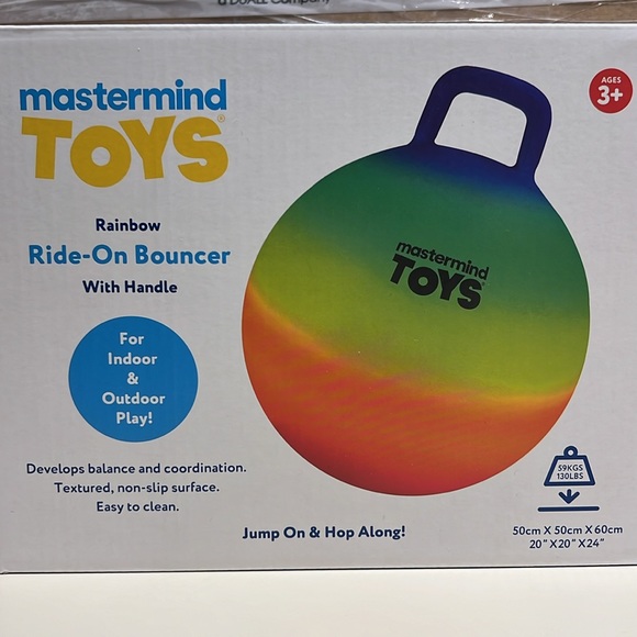 Rainbow Ride-On Bouncer With Handle NIB - Picture 2 of 3
